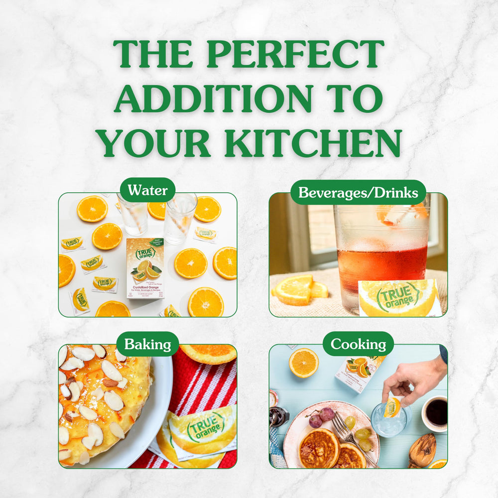 True Citrus True Orange powder packet with spoon for quick mix.