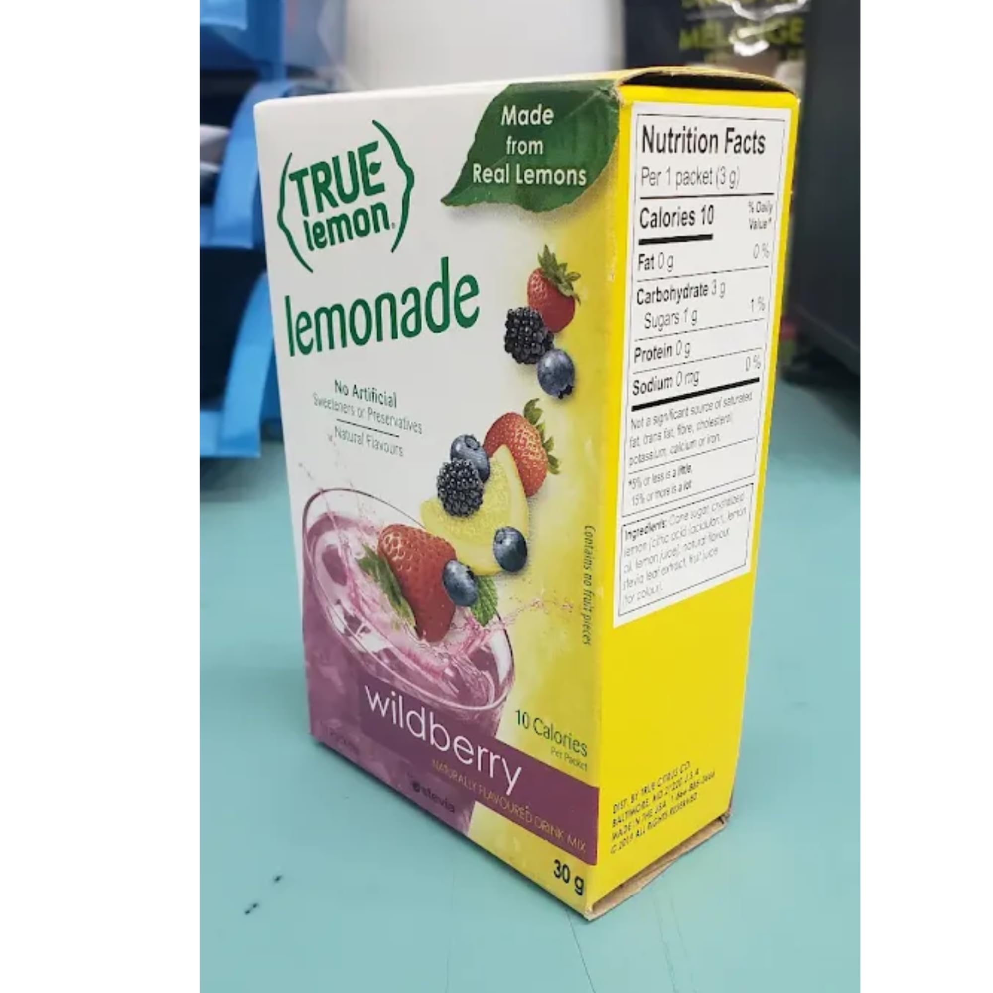 True Citrus Wildberry Lemonade sachet closeup highlights real fruit flavor