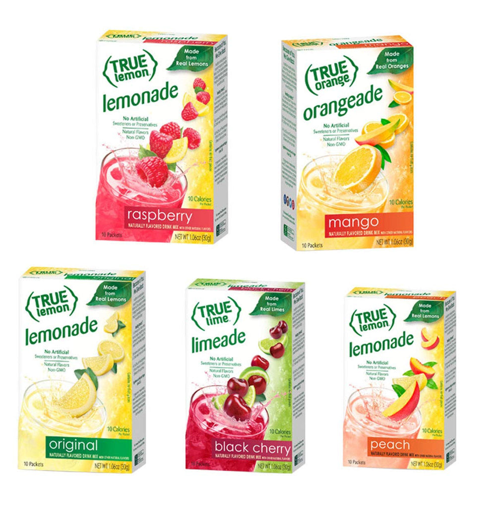 True Lemon Black Cherry Lemonade box offers bold fruit flavor for daily hydration