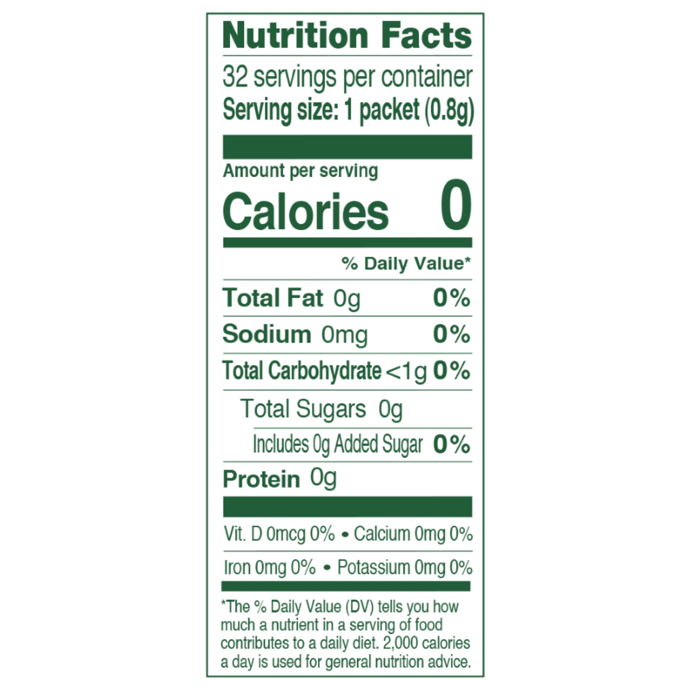 True Lemon crystallized lemon 32-count packets brighten drinks with zero calories.