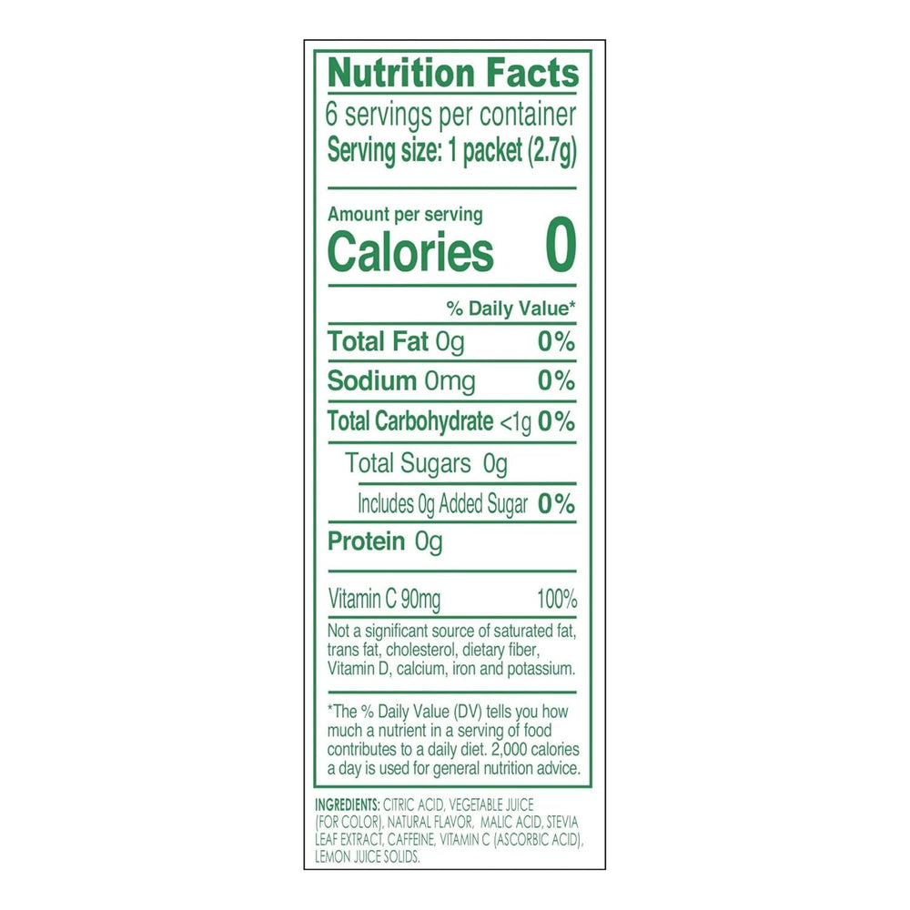True Lemon Energy Blueberry Acai box showing sugar-free, vitamin C per packet
