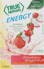 True Lemon Energy Strawberry Dragonfruit drink mix packet for an on-the-go flavorful boost.
