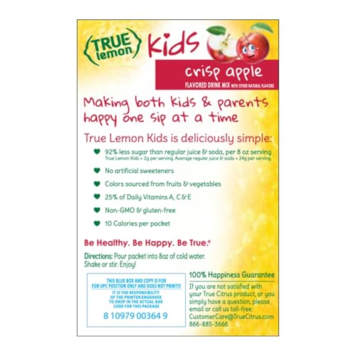 Colors from fruits and vegetables in True Lemon Kids Crisp Apple.