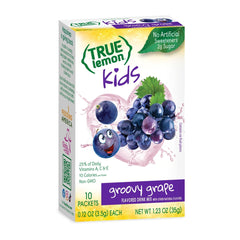 Eight-ounce water flavored with Groovy Grape for kids