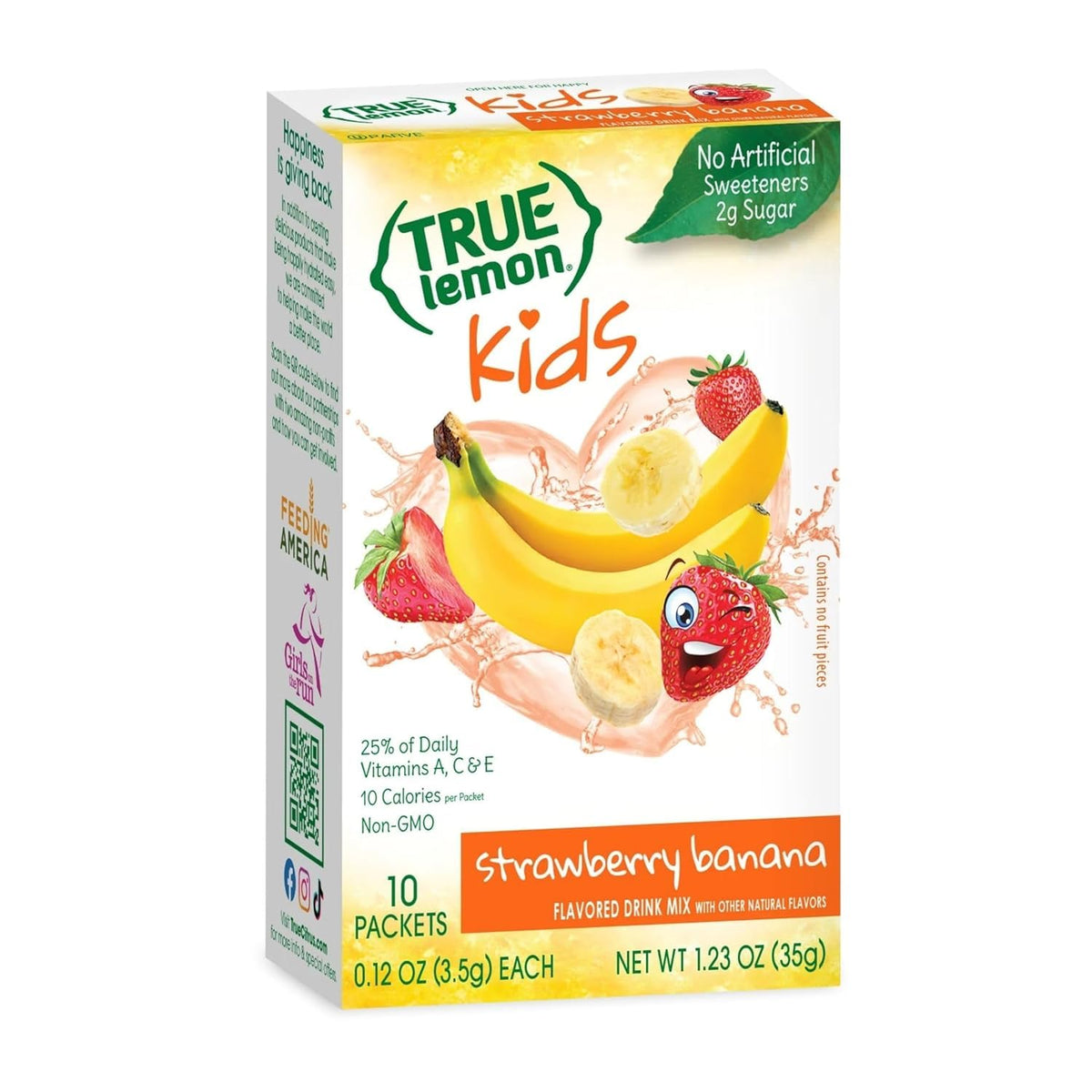 True Lemon Kids Strawberry Banana packets for on-the-go hydration with low sugar.