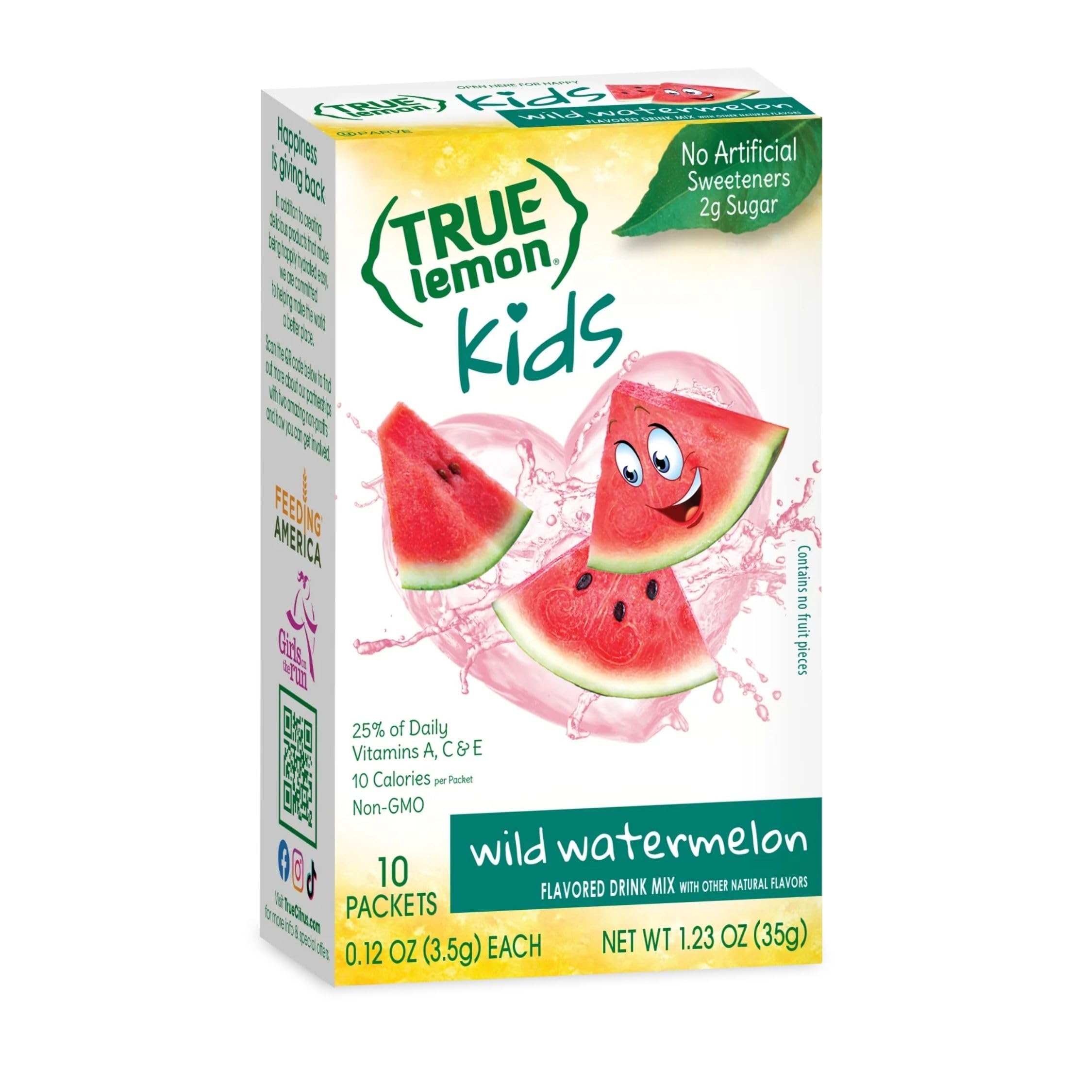 True Lemon Kids Wild Watermelon packaging emphasizes eco-friendly packaging.
