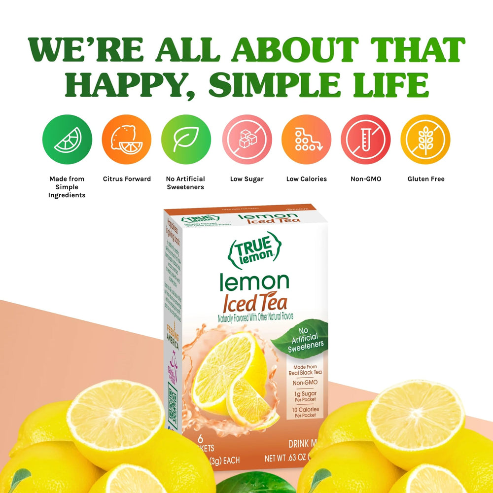 True Lemon Lemon Iced Tea Mix cup being prepared at home.
