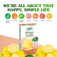 True Lemon Lemon Iced Tea Mix cup being prepared at home.