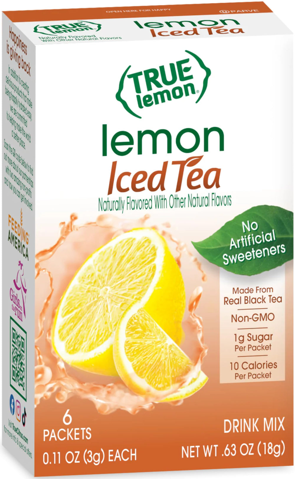 True Lemon Lemon Iced Tea Mix glass with ready-to-drink iced tea.