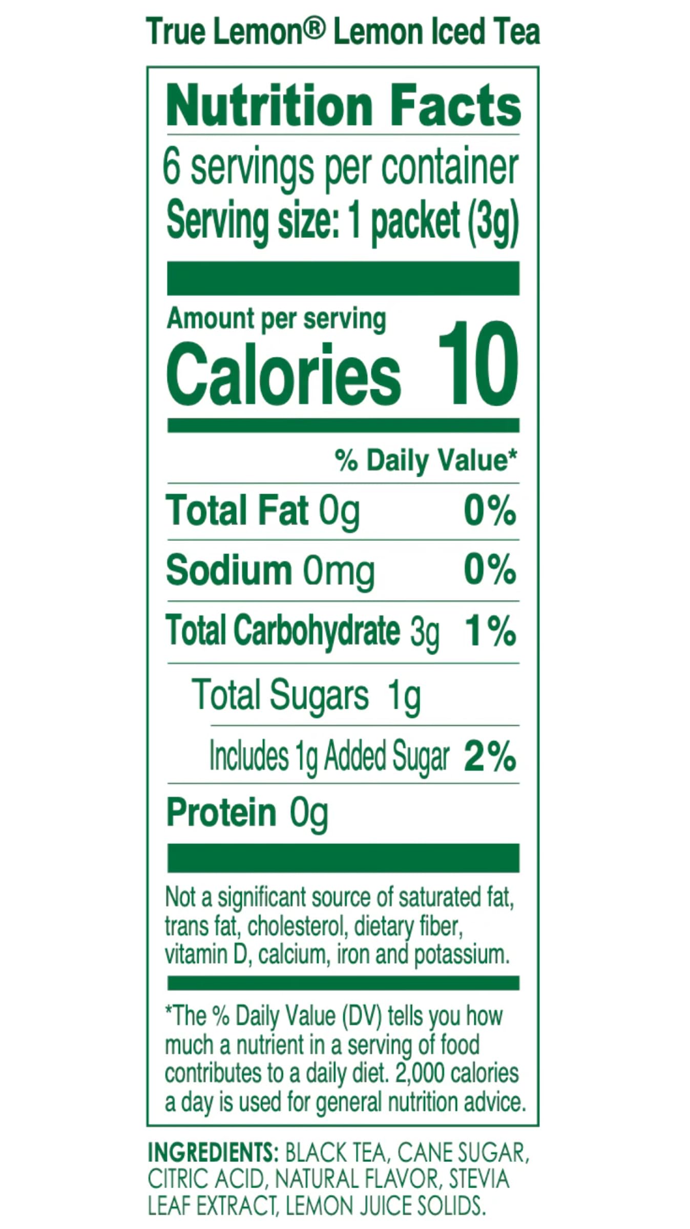 True Lemon Lemon Iced Tea Mix packets ready to dissolve in beverages.