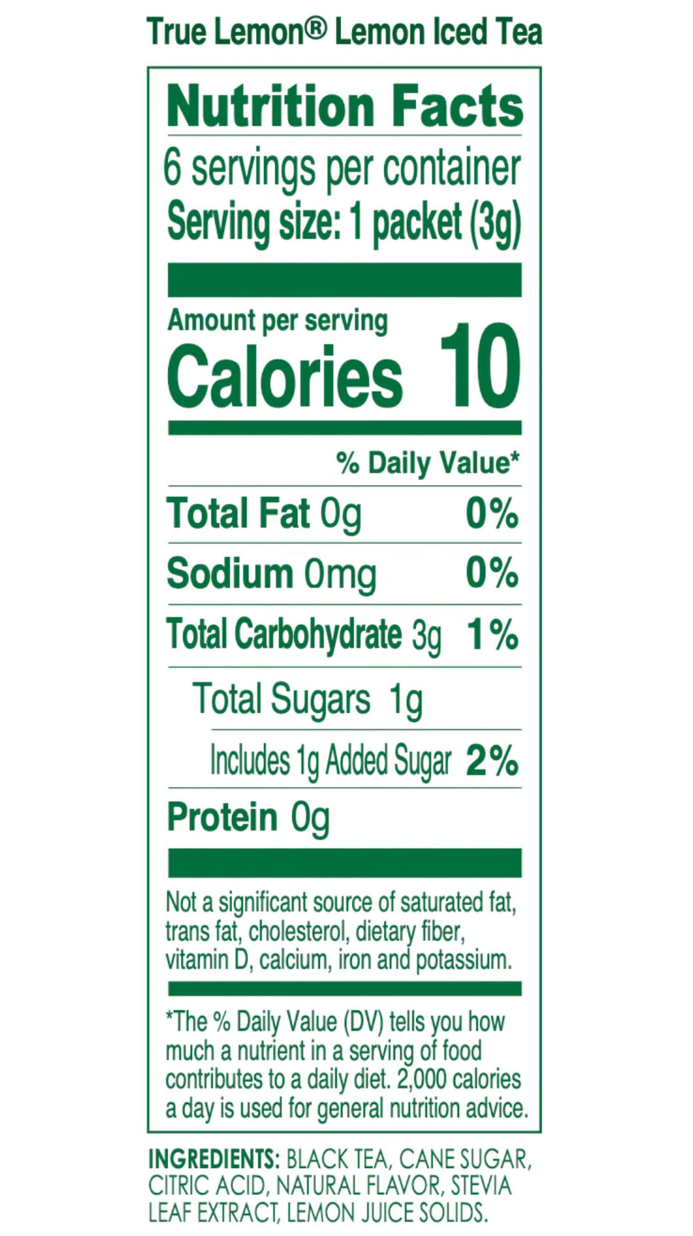 True Lemon Lemon Iced Tea Mix packets ready to dissolve in beverages.