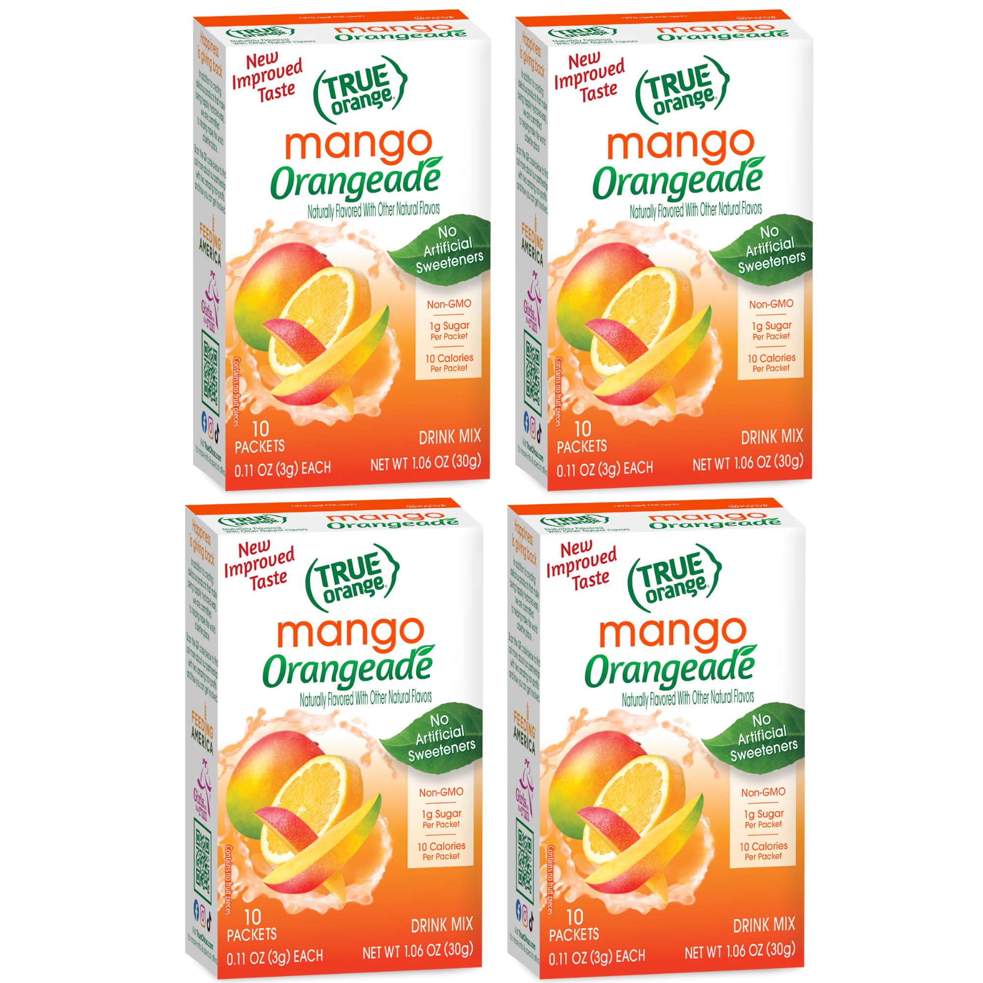 True Lemon mango orange drink mix pack 4 box front for convenient hydration