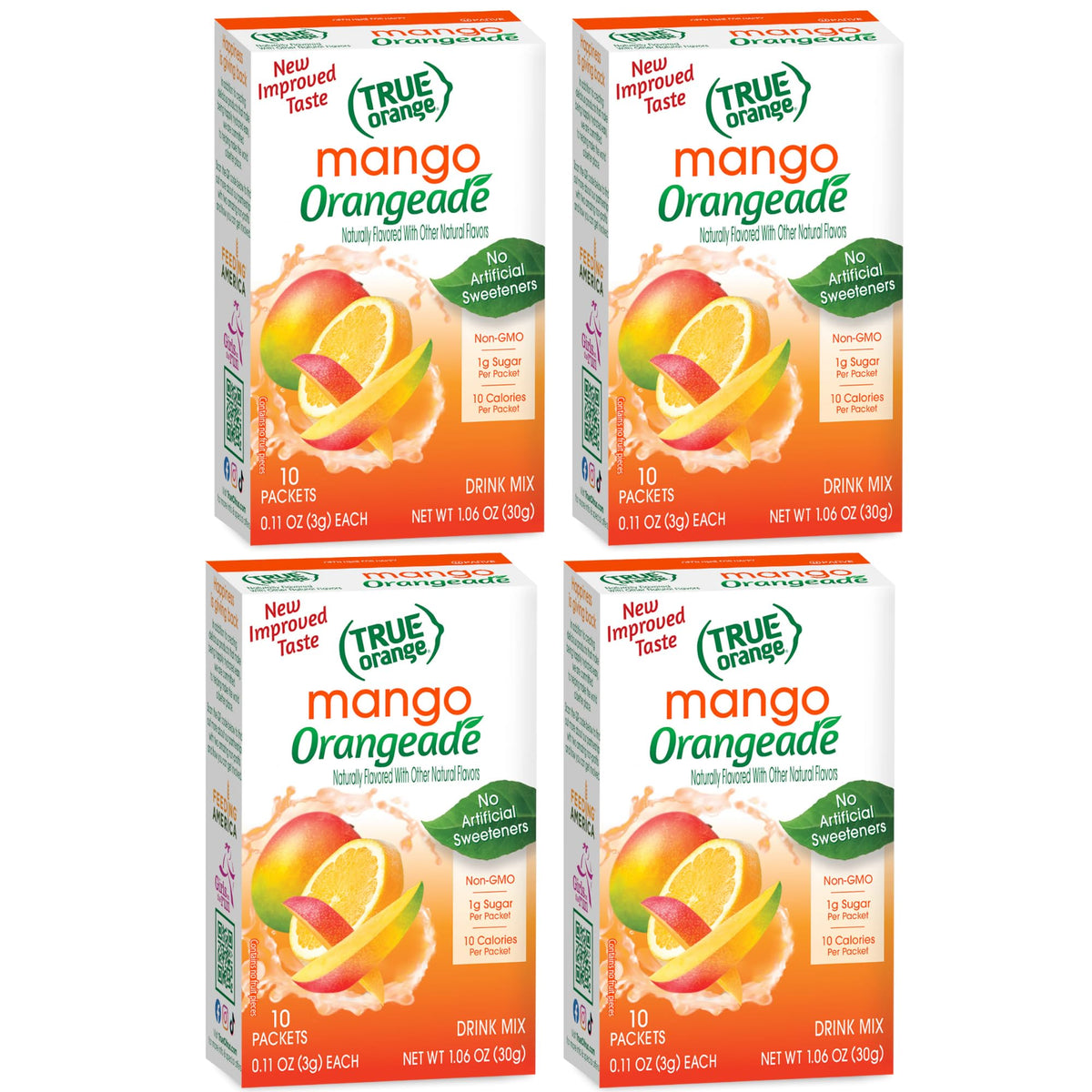 True Lemon mango orange drink mix pack 4 box front for convenient hydration