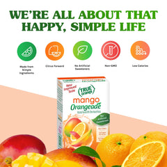 Ready-to-use True Lemon orange-mango drink mix ready packet close-up for quick mix