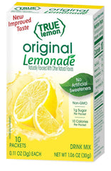 True Lemon Original Lemonade bottle pours into a glass to hydrate with real lemon flavor