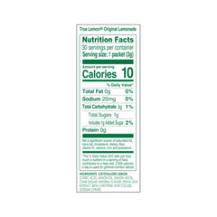 True Lemon Original Lemonade glass of water shows real citrus flavor with no artificial sweeteners