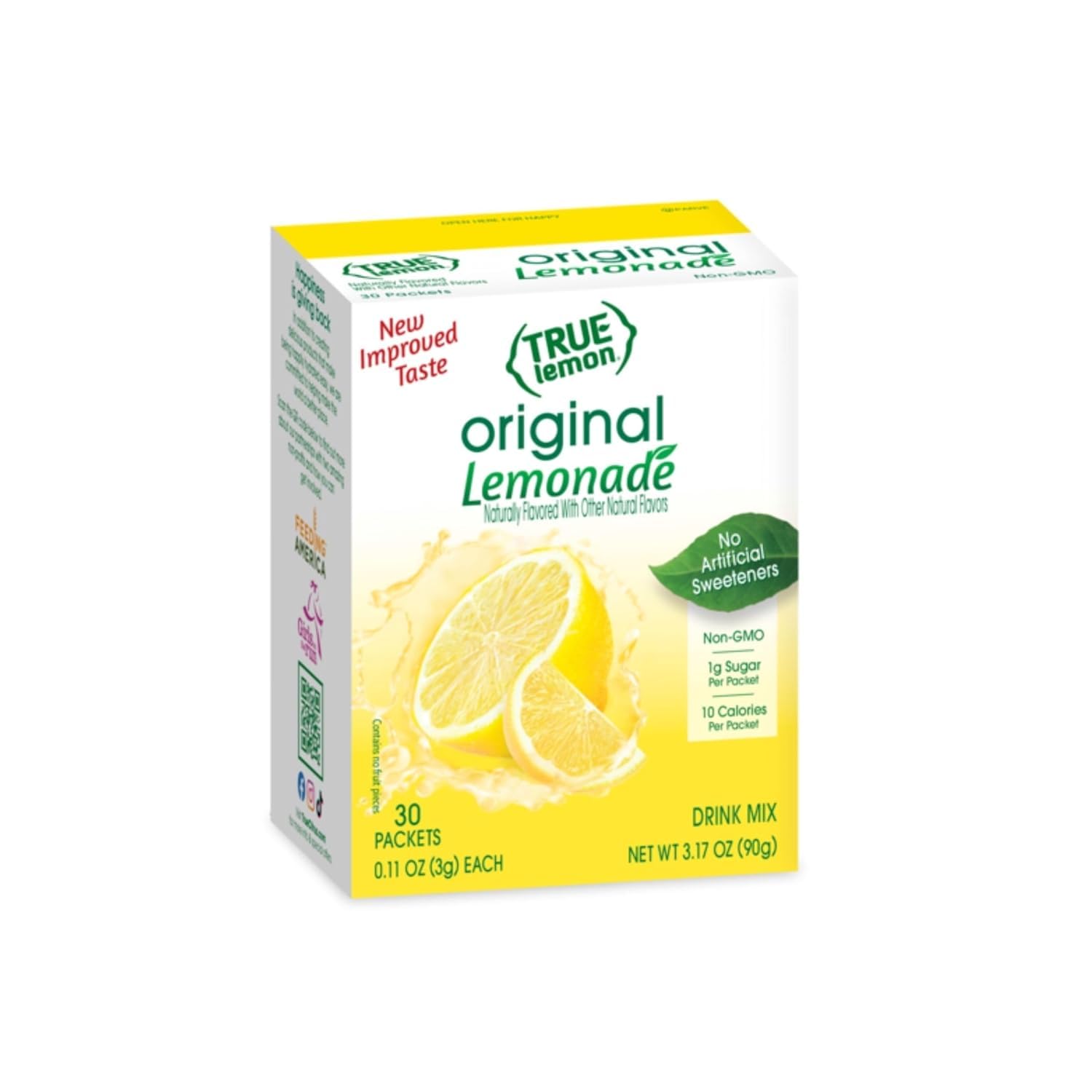 True Lemon Original Lemonade packet pouring into a glass for a refreshing, low-calorie sip