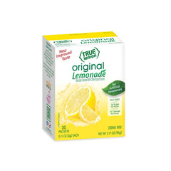 True Lemon Original Lemonade packet pouring into a glass for a refreshing, low-calorie sip