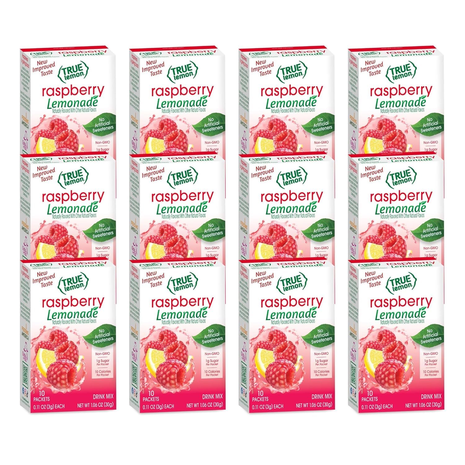 True Lemon Raspberry Lemonade packet pours into water for refreshing hydration.