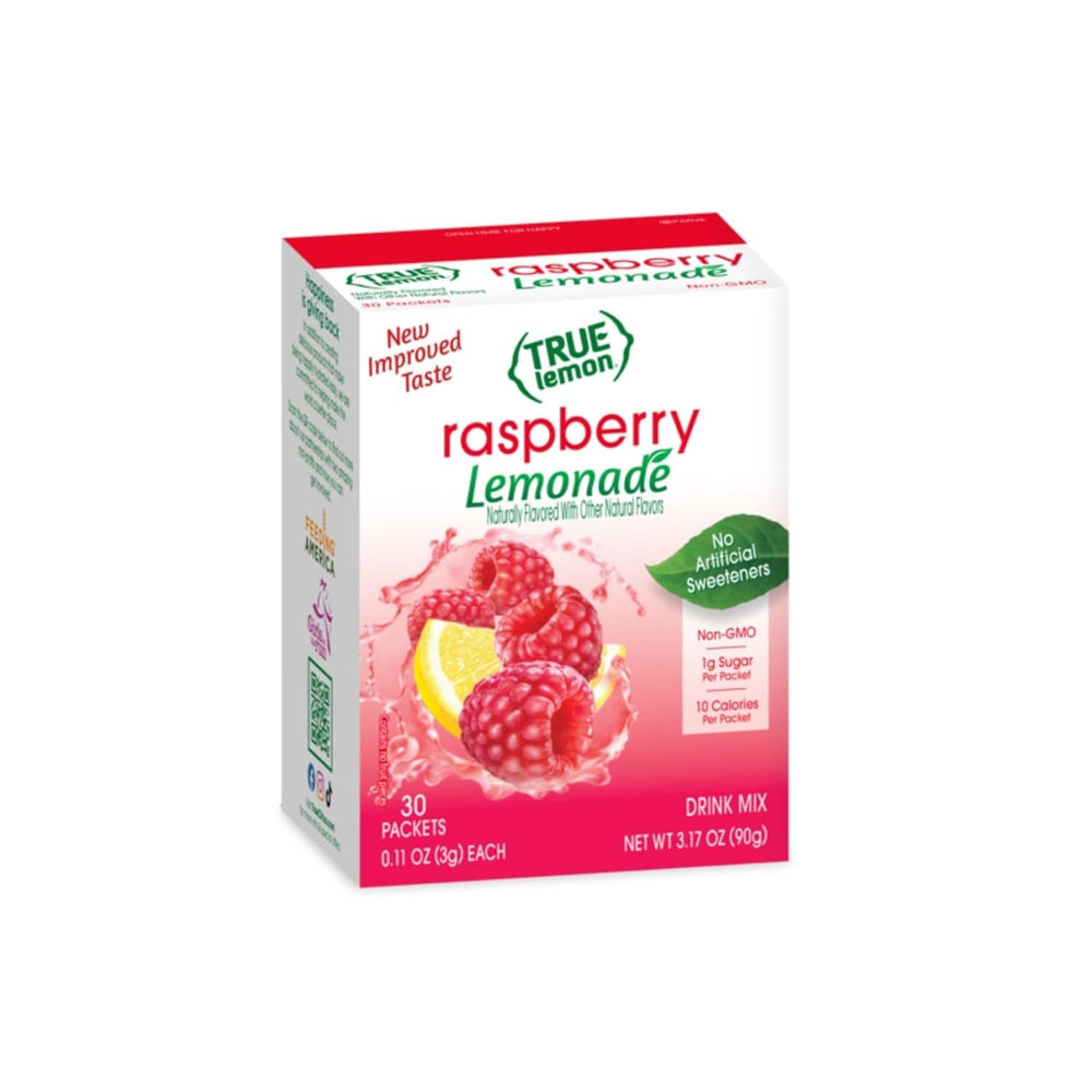 True Lemon Raspberry Lemonade packet ready for on-the-go hydration.