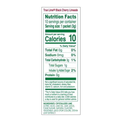Box of True Lime Black Cherry Limeade packets for on-the-go hydration.