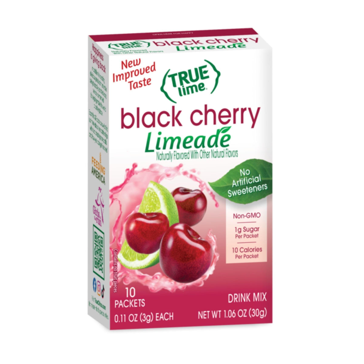 True Citrus True Lime Black Cherry Limeade packet flavors water with real lime.