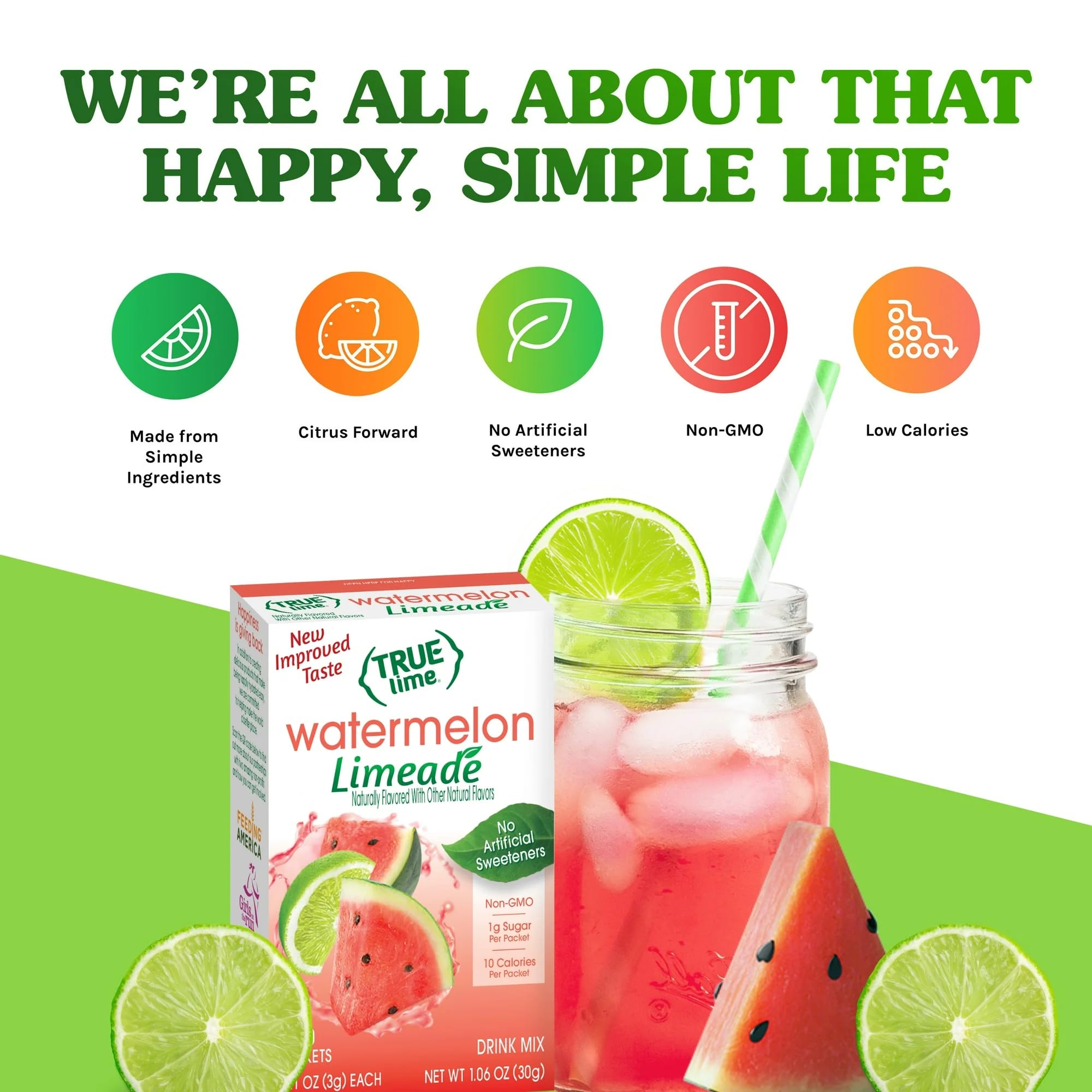 True Lime Watermelon Limeade served over ice for a cooling drink.