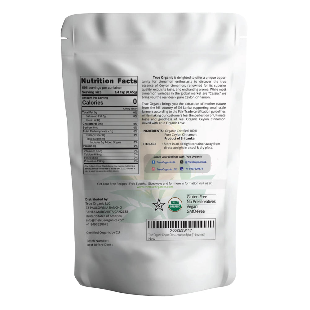 Aromatic True Organic Ceylon cinnamon powder close-up for warm coffee and desserts