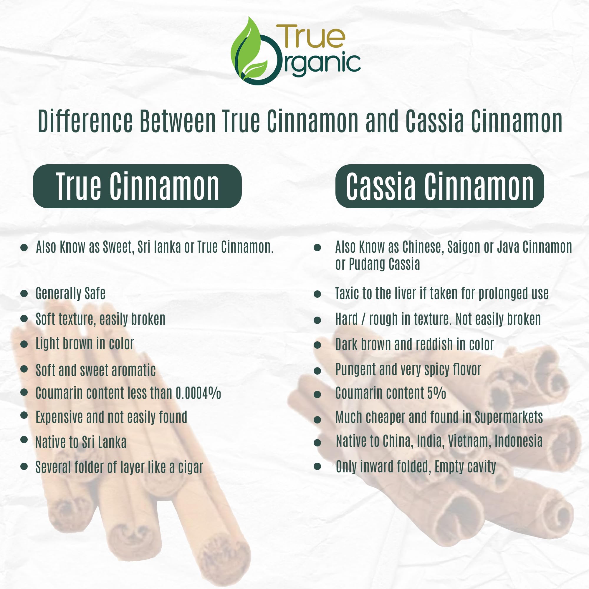 True Organic Ceylon Cinnamon Powder in a baking bowl ready to flavor desserts.