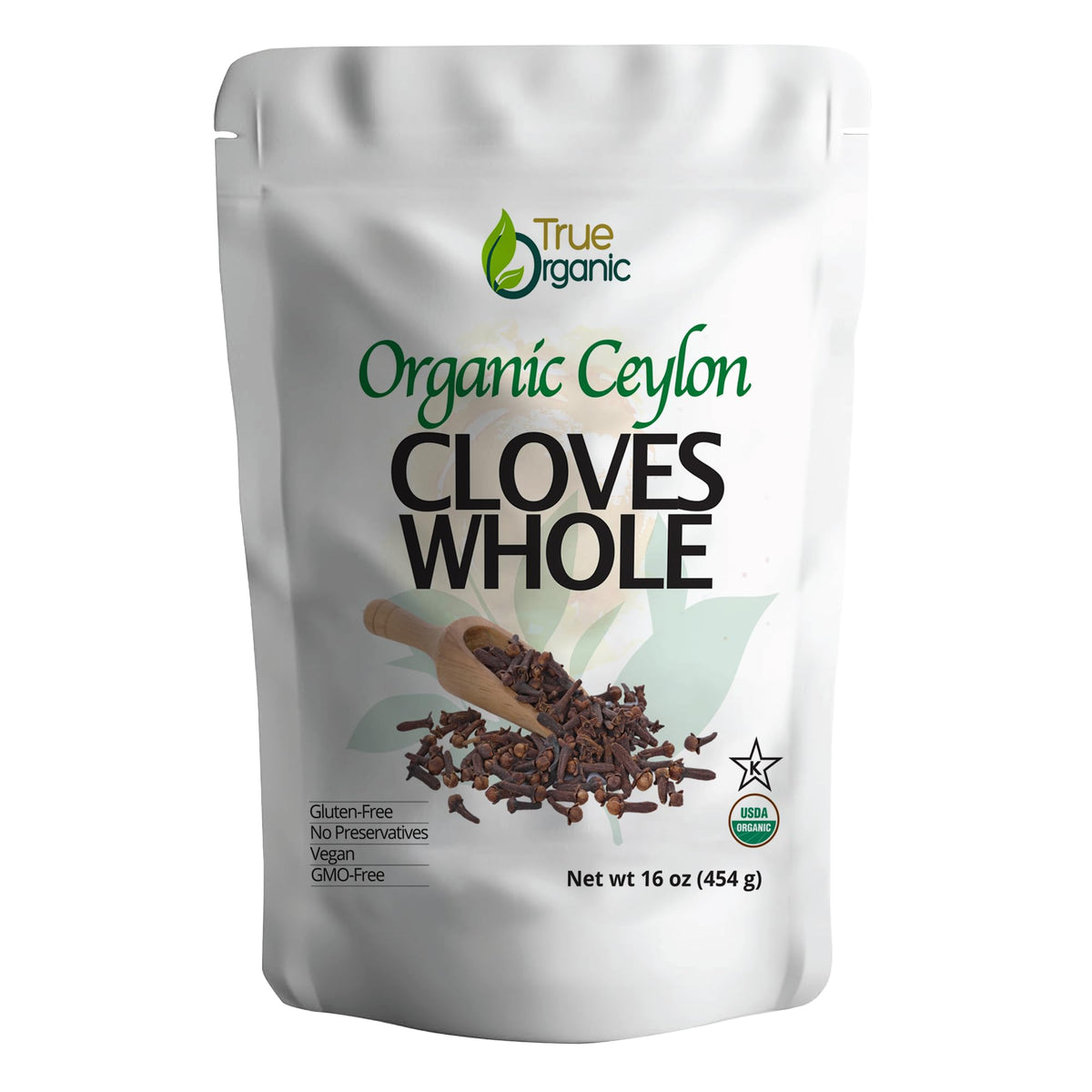 True Organic Ceylon cloves whole bulk bag showing pantry storage and freshness