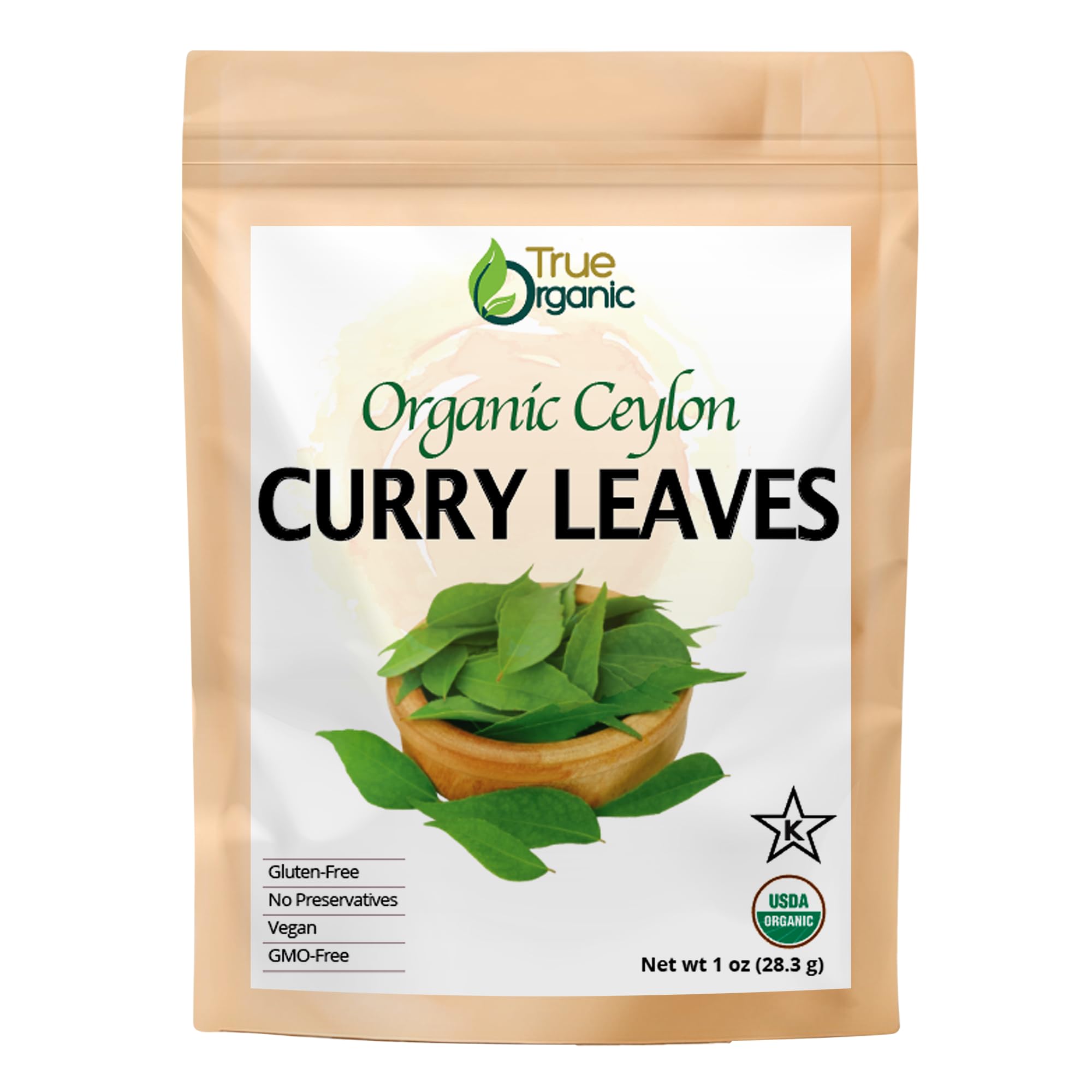 True Organic Ceylon Curry Leaves 1oz paper bag — premium spice for authentic flavor.