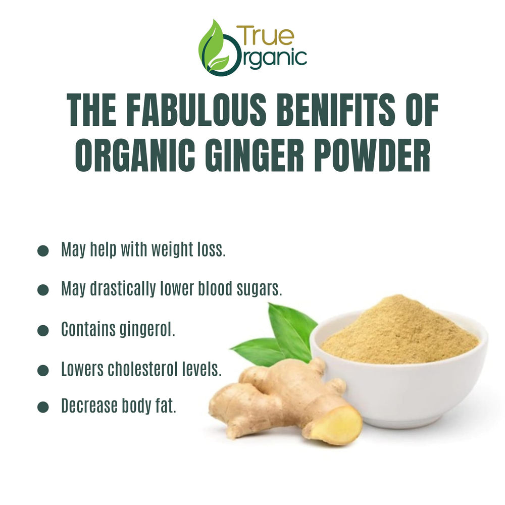 True Organic Ceylon Ginger Powder in bowl ready to enrich soups, curries and marinades.