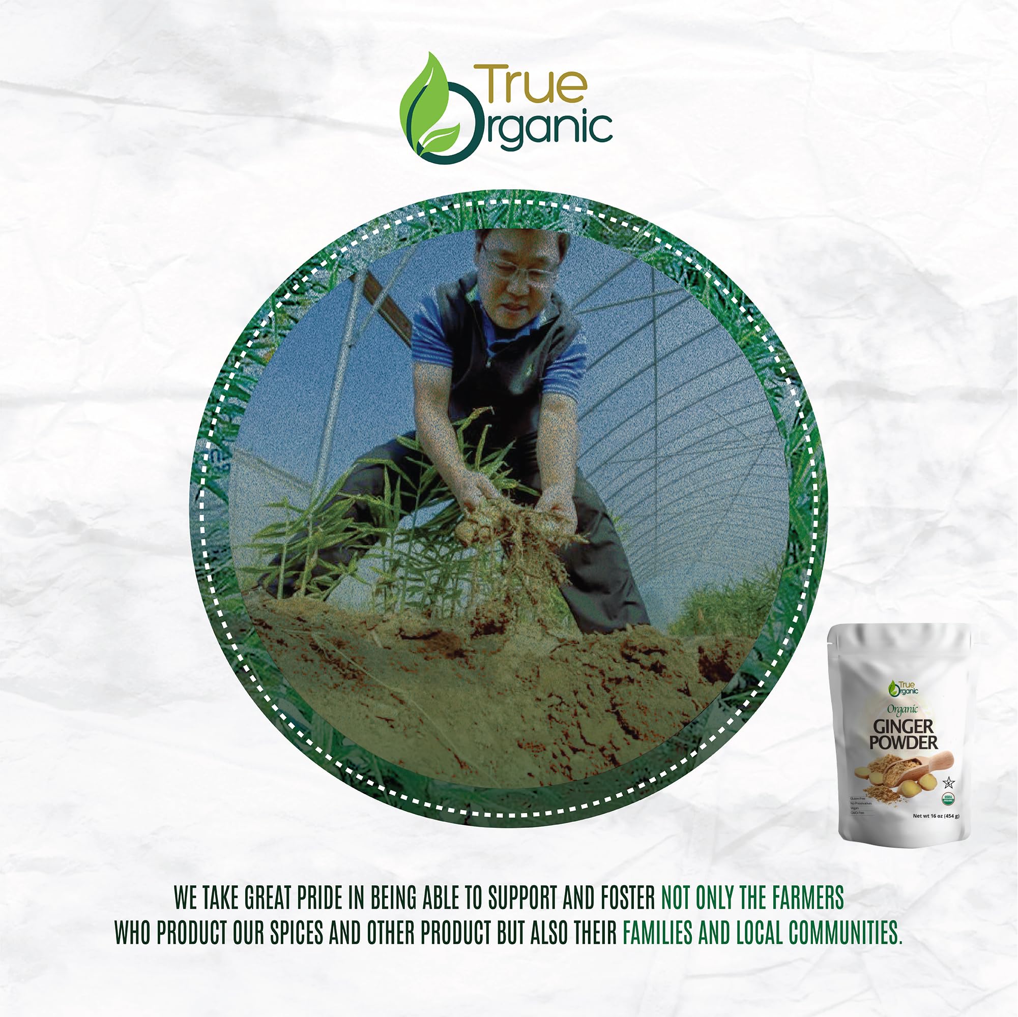 True Organic Ceylon Ginger Powder spice rack display for everyday cooking routines.
