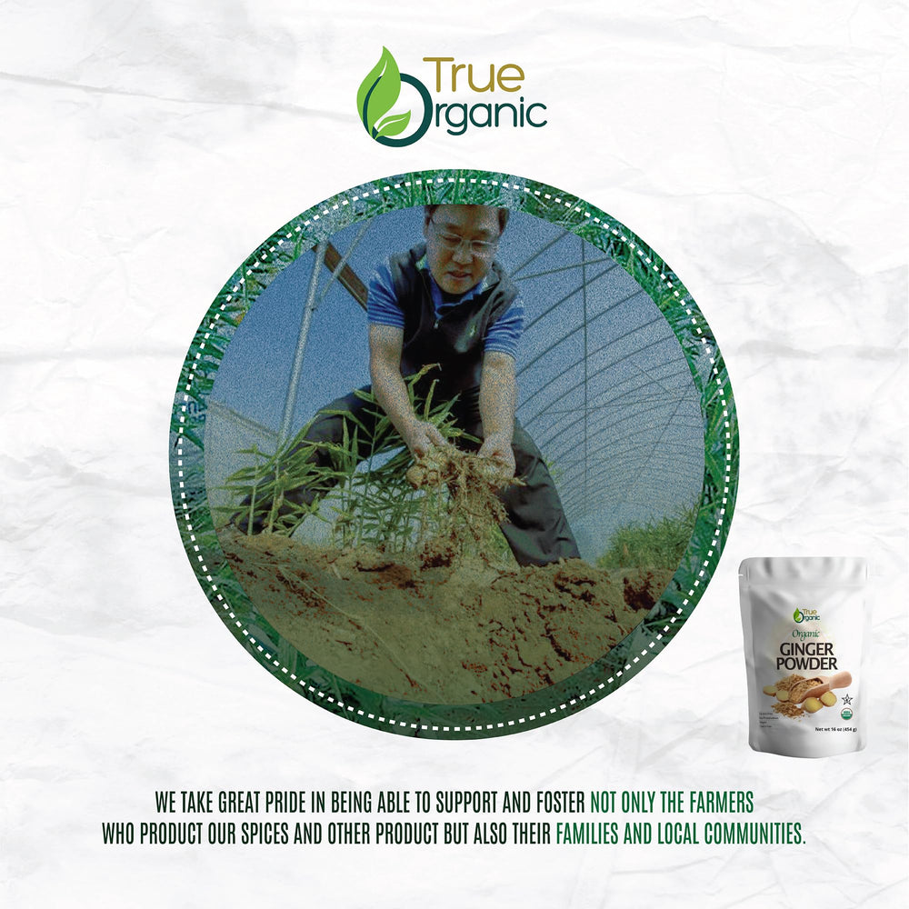 True Organic Ceylon Ginger Powder spice rack display for everyday cooking routines.