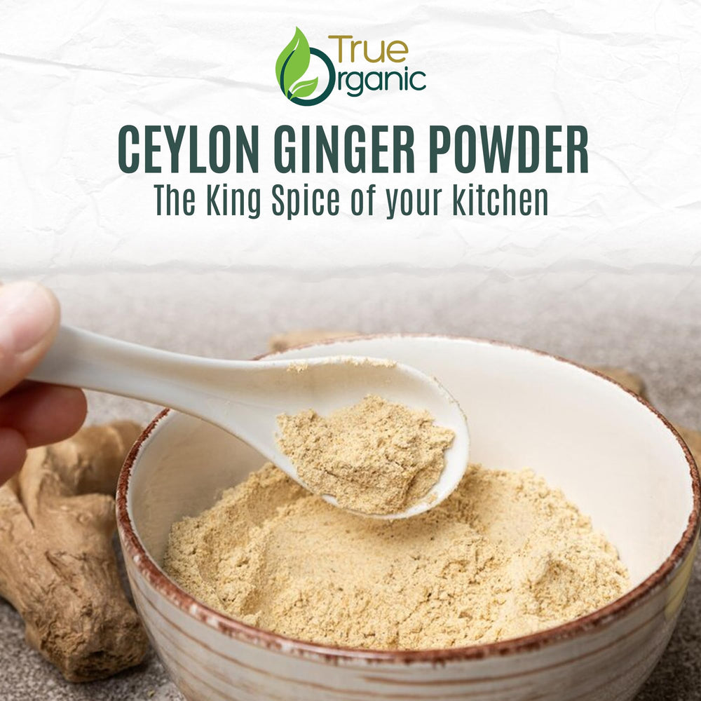 True Organic Ceylon Ginger Powder tea infusion aroma with warm spice notes.