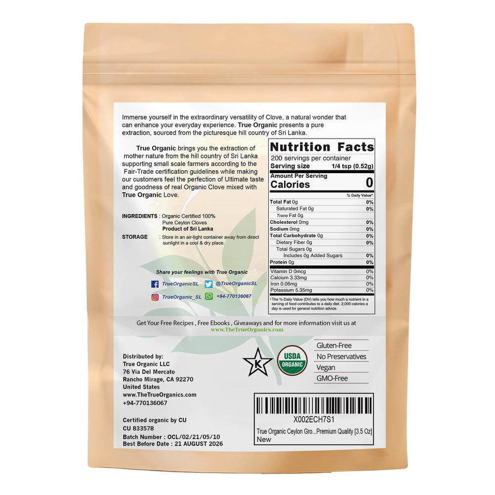 True Organic Ground Cloves – Premium Ceylon – Buy in the UK – BoroPantry