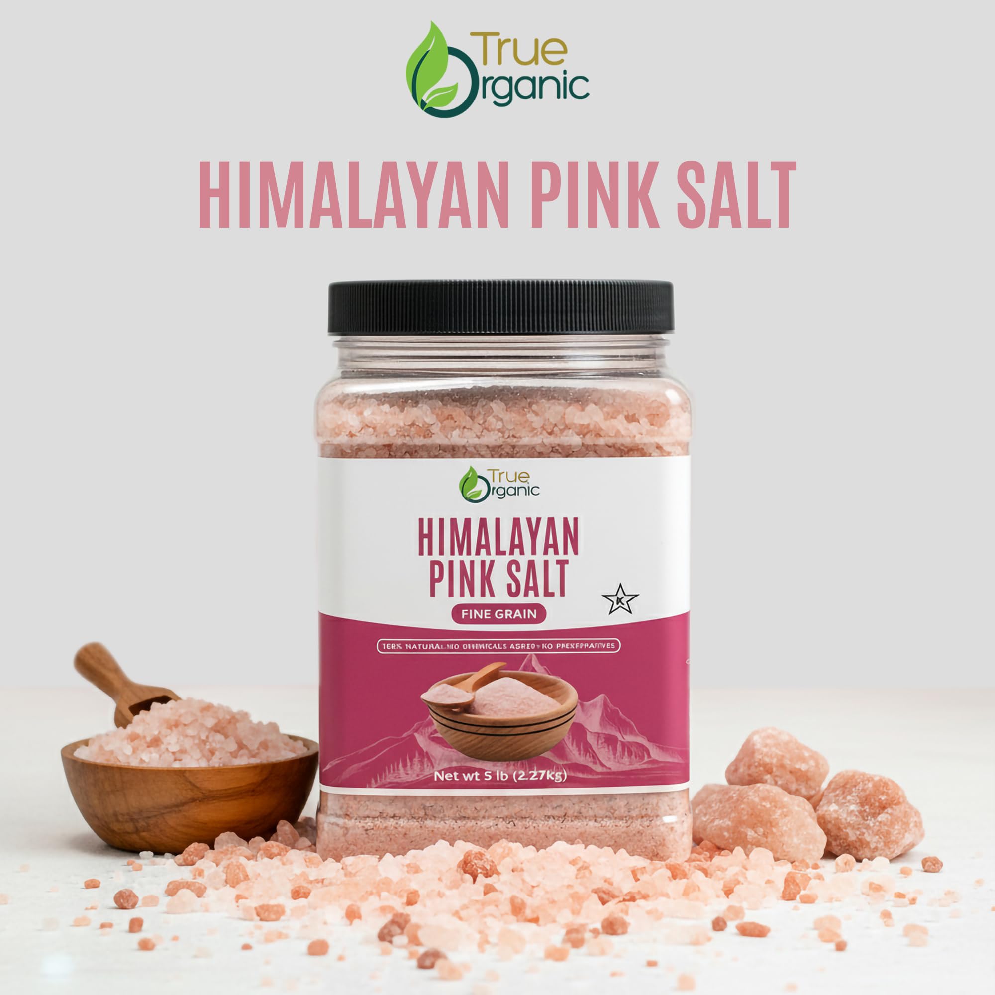True Organic Himalayan Pink Salt fine grain dissolves quickly in recipes.