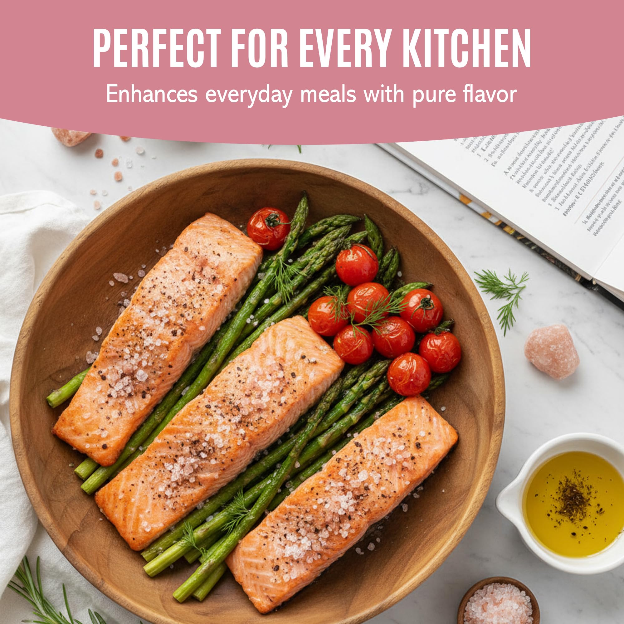 True Organic Himalayan Pink Salt pours easily for kitchen prep.