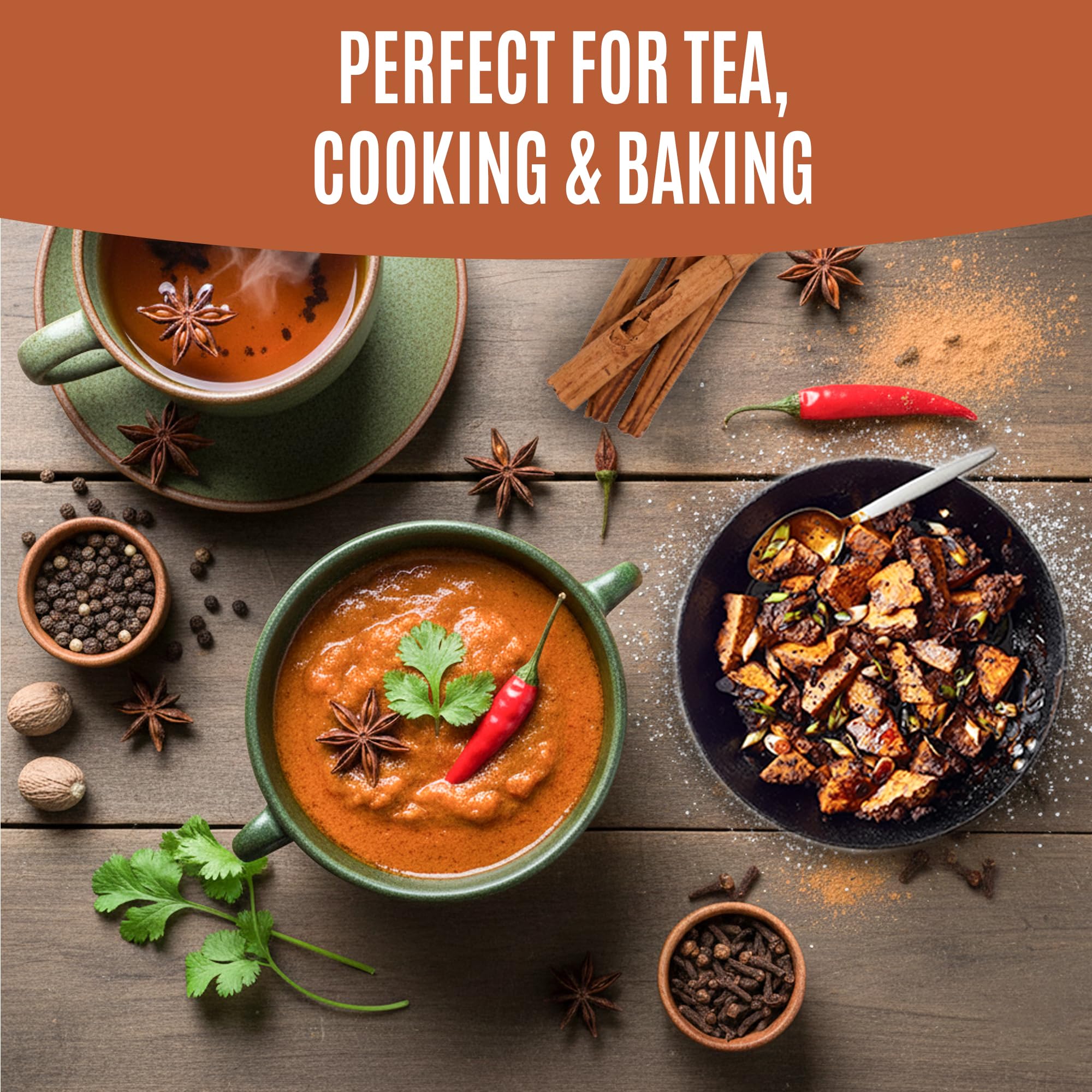 Steeping True Organic star anise in tea for warm flavor