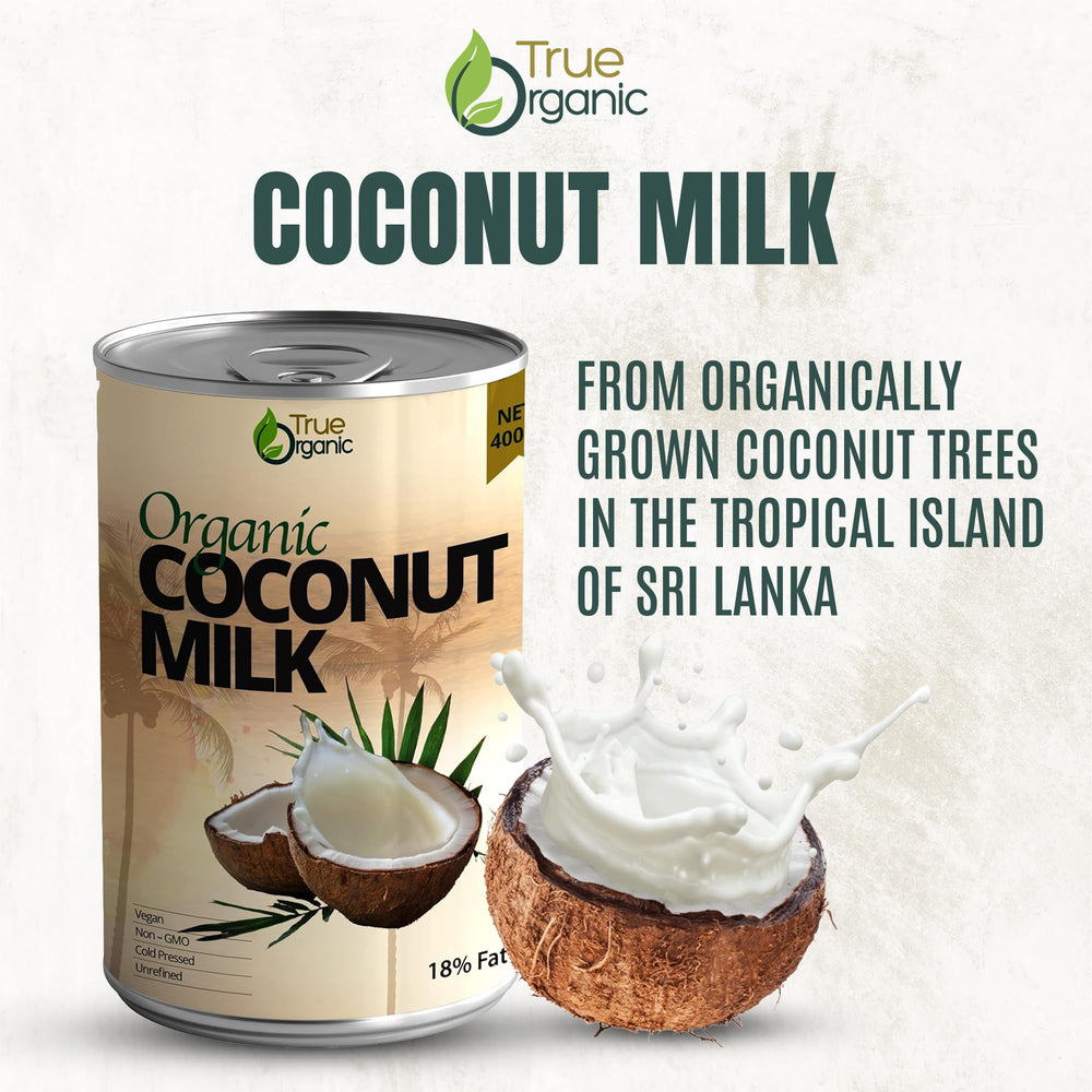 True Organic Unsweetened Coconut Milk dessert adds creamy richness to vegan treats.