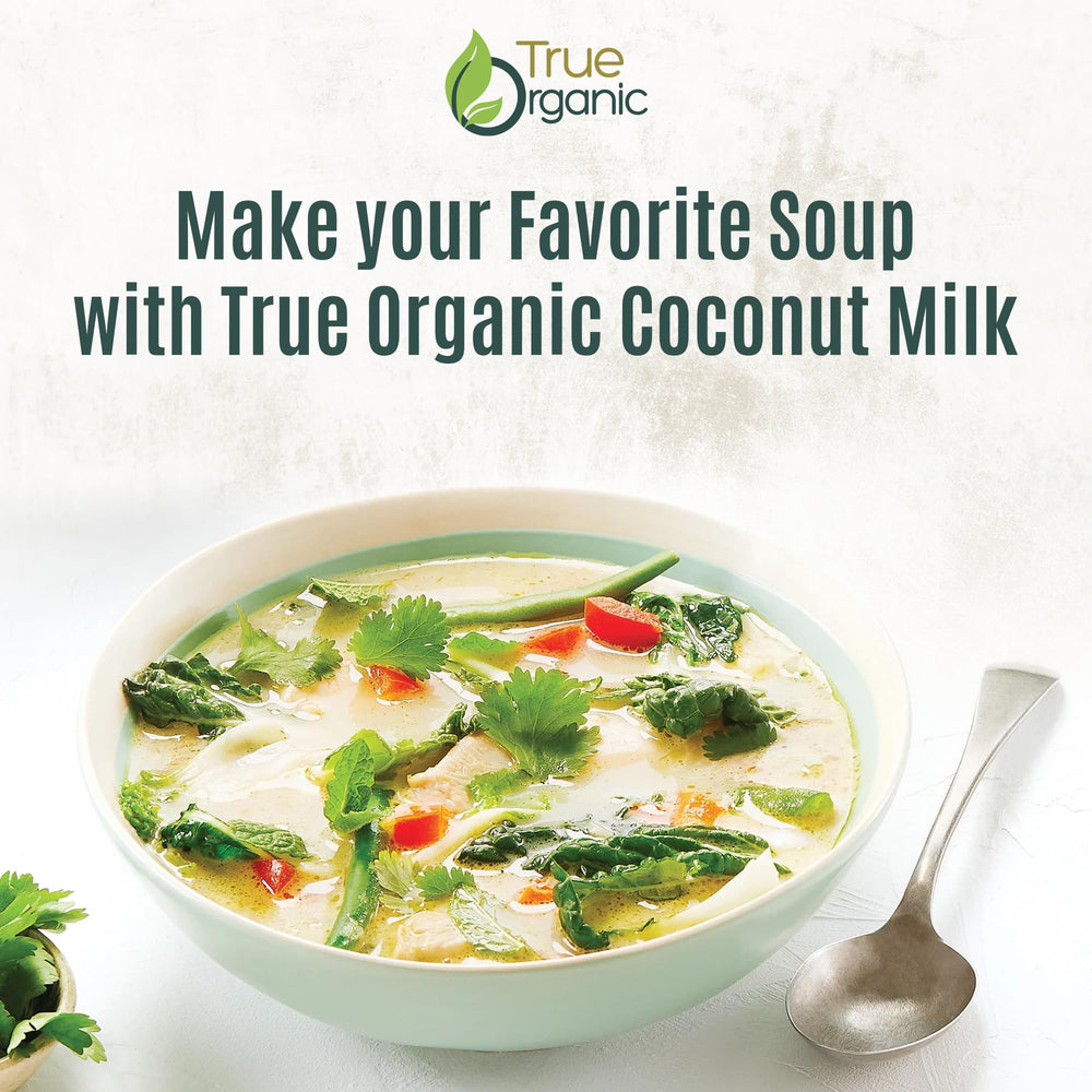 True Organic Unsweetened Coconut Milk kosher-certified label signals purity and quality.