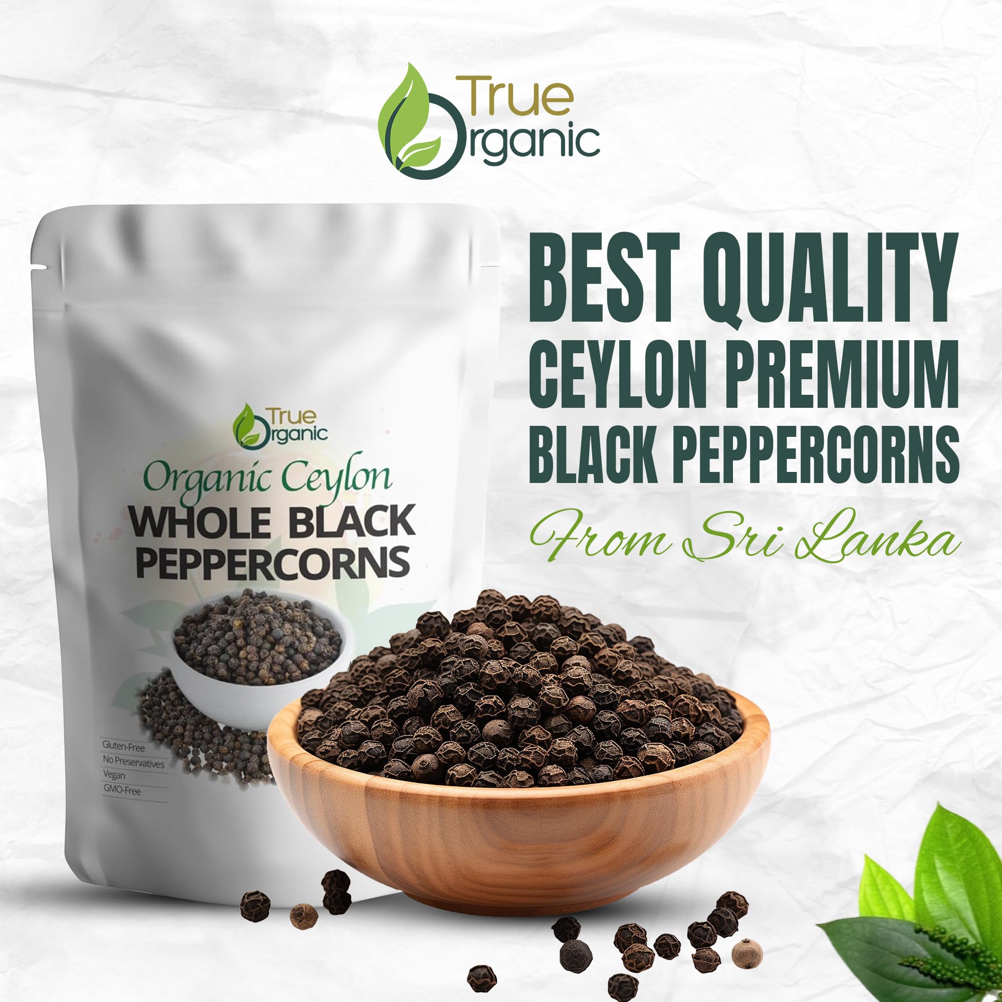 True Organic USDA Organic certified peppercorns from Sri Lanka