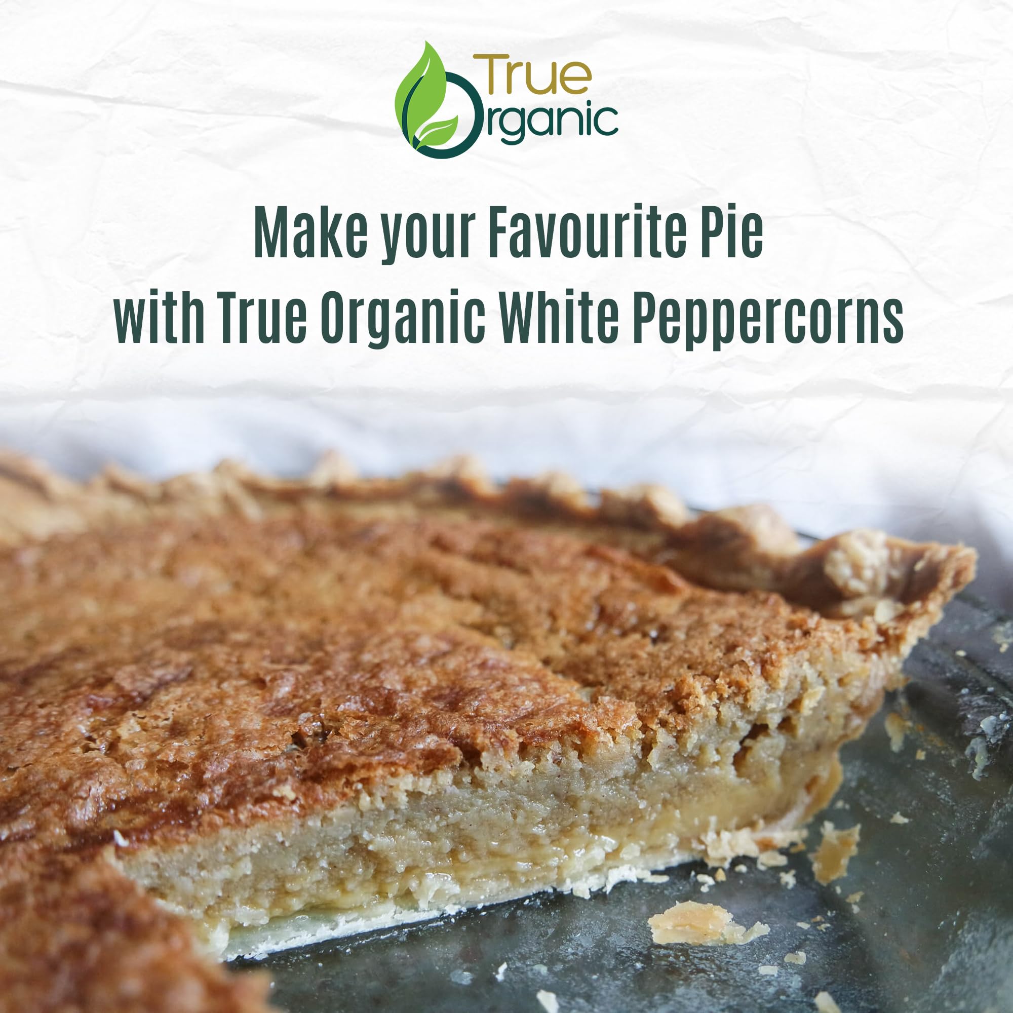 True Organic White Peppercorns fairtrade-certified bag supports ethical sourcing.