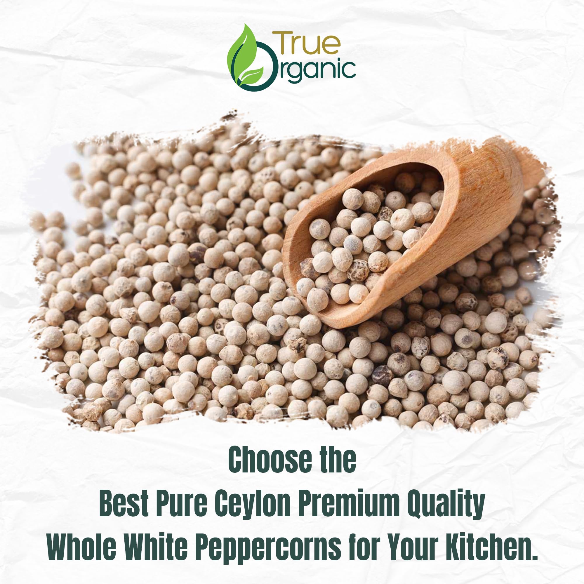 True Organic White Peppercorns kosher-certified label ensuring trusted quality.