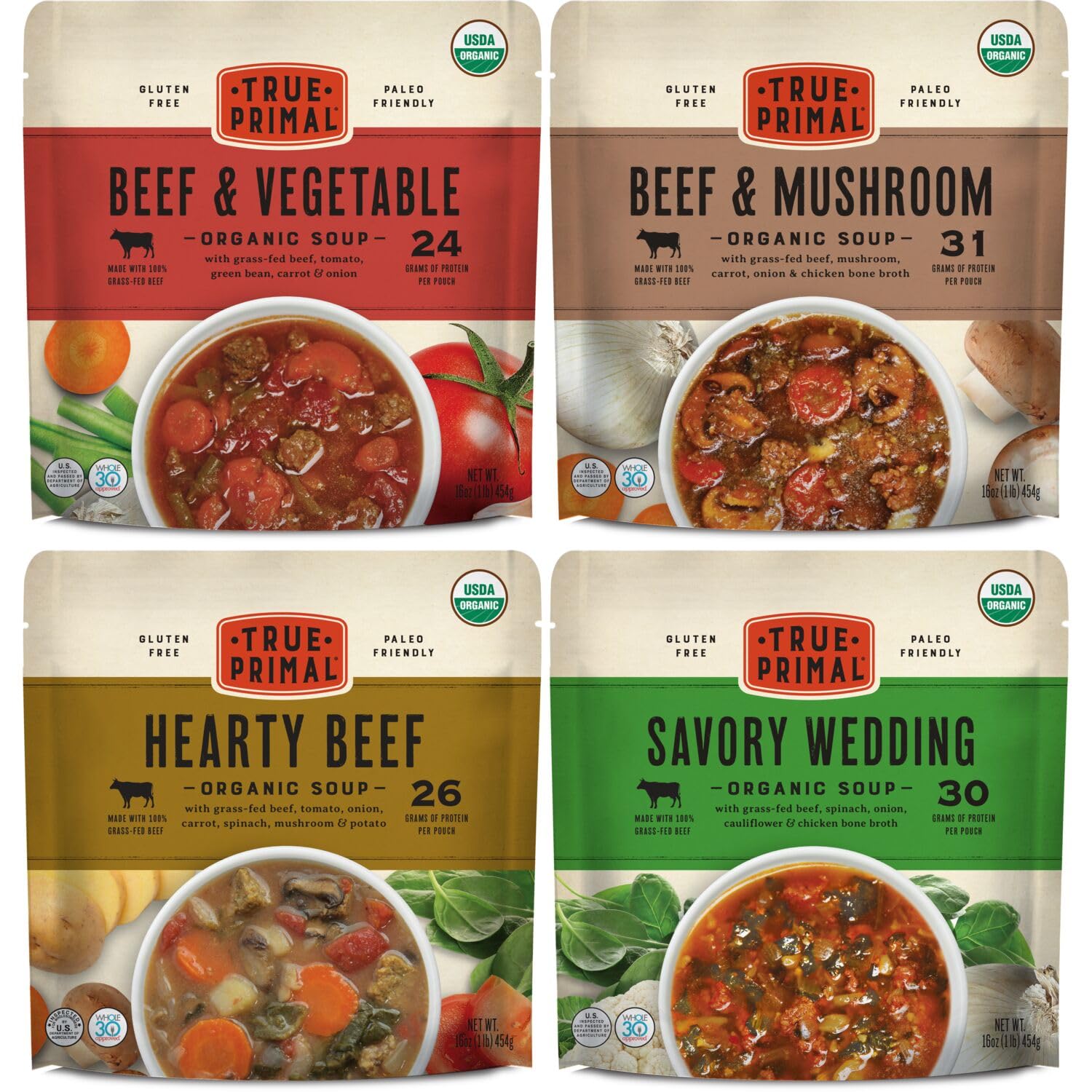True Primal Souper Beef & Vegetable Soup pouch ready to heat for a quick gluten-free meal