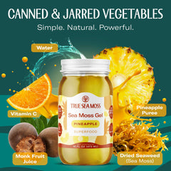 TrueSeaMoss gel front label emphasizes USA-made and wildcrafted origin.