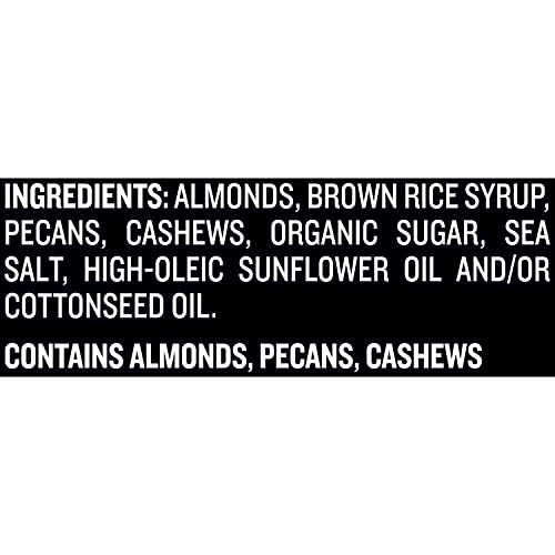 Simple ingredient list showcases almonds, pecans, cashews, sea salt.
