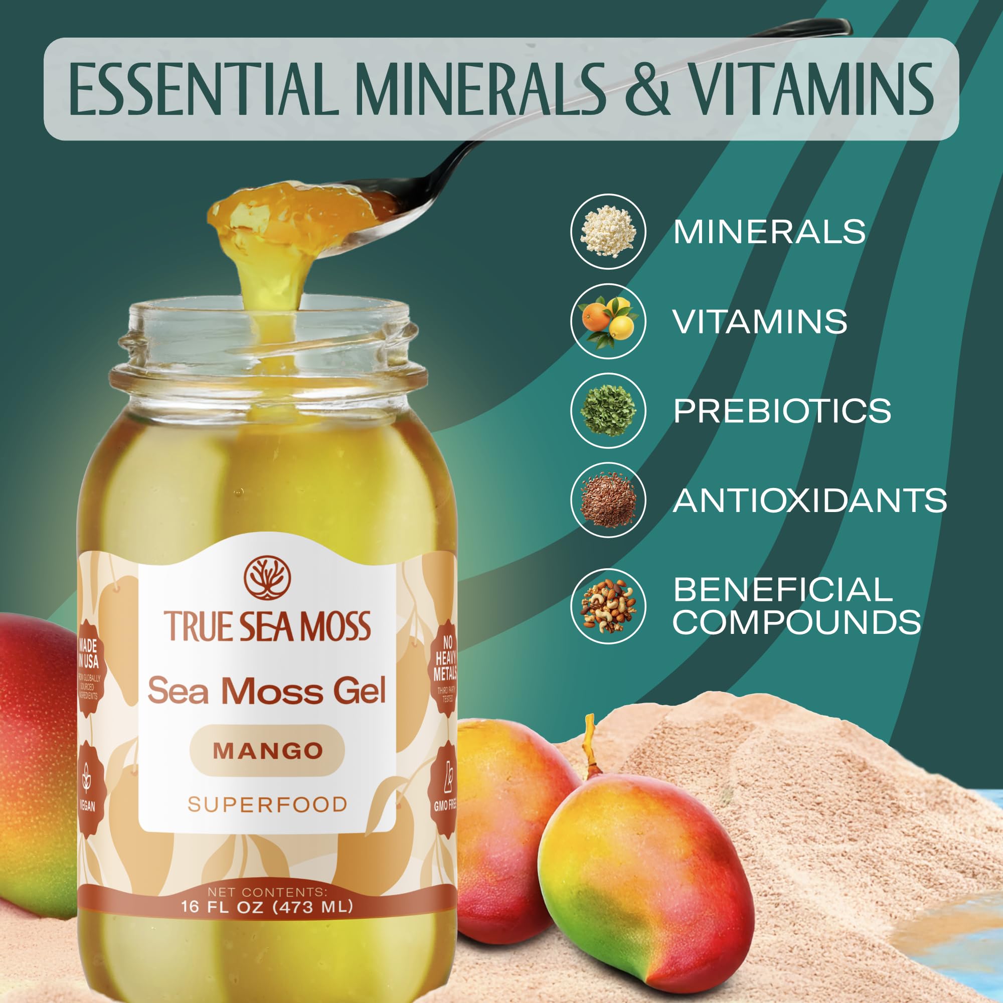 TrueSeaMoss mango gel in kitchen prep, ready for smoothies or oats.