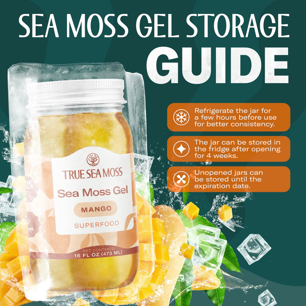 Refrigerated TrueSeaMoss gel jar ready for daily use after chilling.