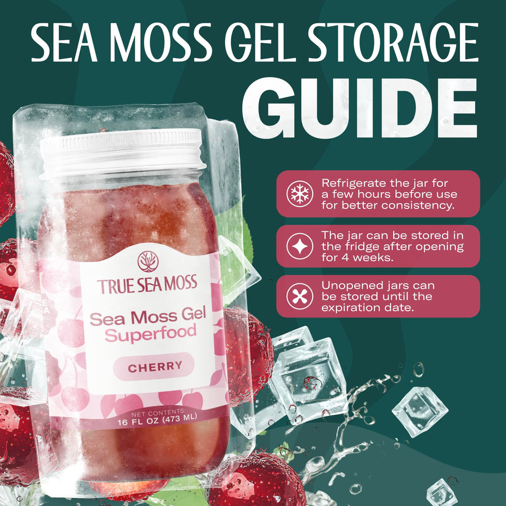 TrueSeaMoss jar packaging variations and labels.